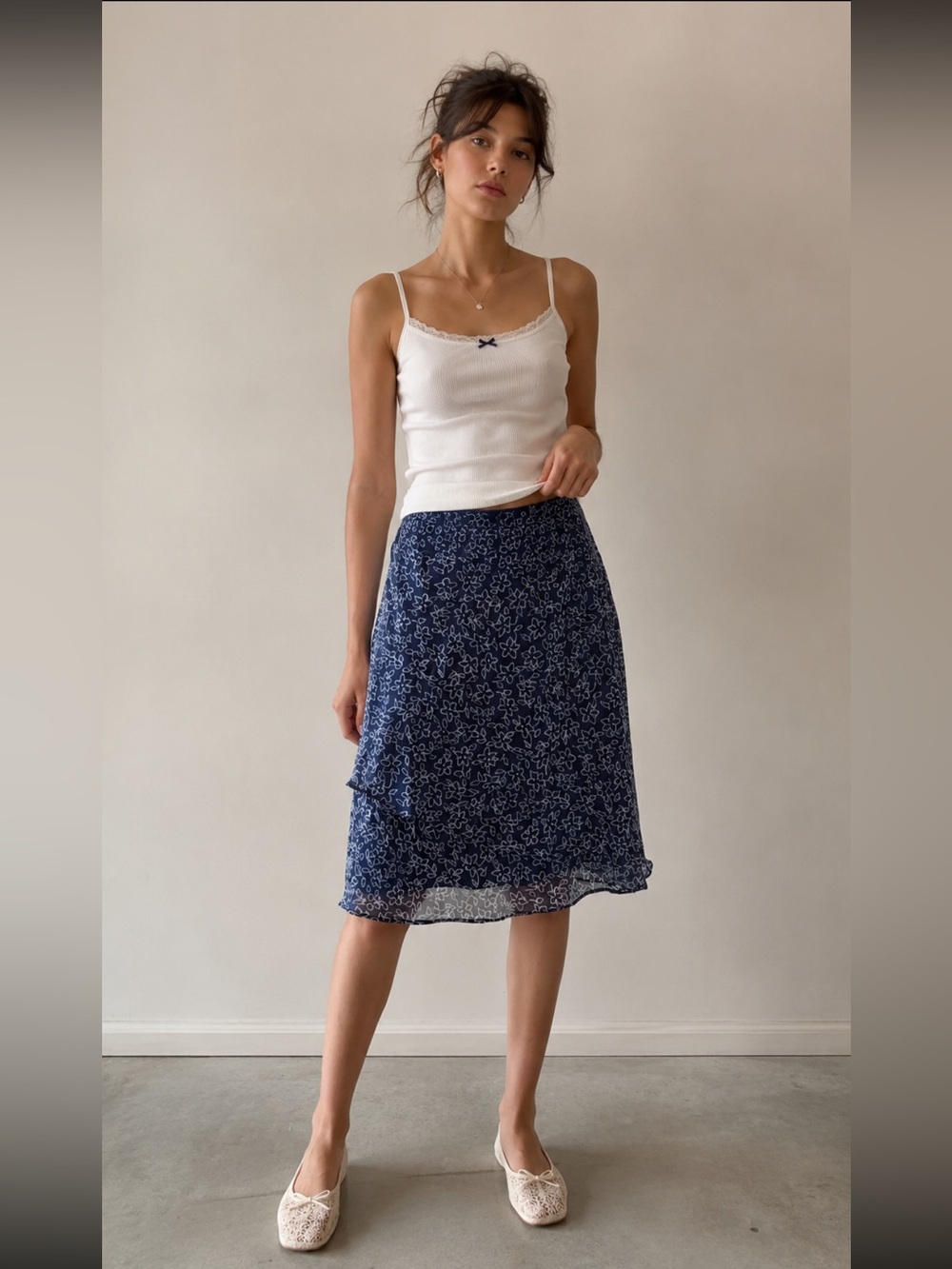 Vintage 90s Karin Stevens Floral Midi Skirt Coquette Size 10